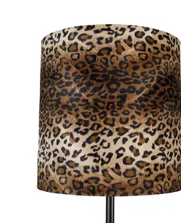 Stojaci lampy Stojací lampa černý odstín leopardí design 40 cm - Simplo