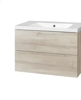Koupelnový nábytek MEREO Aira, koupelnová skříňka s umyvadlem z litého mramoru 81 cm, dub Kronberg CN721M