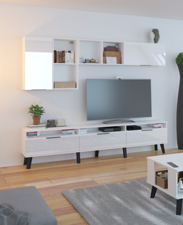 TV stolky Televizní stolek OSMAK 3D, bílá/bílý lesk, 5 let záruka