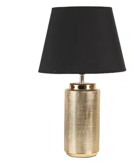 Lampy Zlatá stolní lampa Arina s černým stínidlem- Ø 30*51 cm E27/max 60W Clayre & Eef 6LMC0053