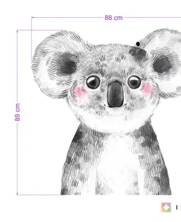 Samolepky na zeď Samolepky do dětského pokoje - Velká koala v černobílé barvě