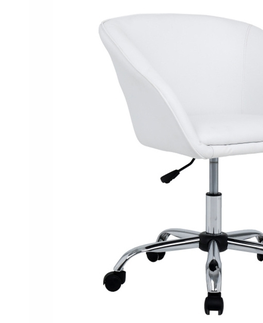 Kancelářské židle Designové kancelářské křeslo BANGGAI s výškově nastavitelným otočným sedadlem, bílá ekokůže/chrom