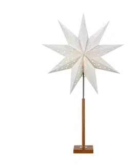 Vánoční světelná hvězda Markslöjd Hvězda Solvalla s dřevěnou základnou 100cm bílá