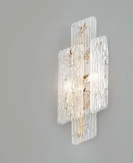 Designová nástěnná svítidla HUDSON VALLEY nástěnné svítidlo PIEMONTE kov/sklo zlatá/čirá E14 2x60W 244-12-CE
