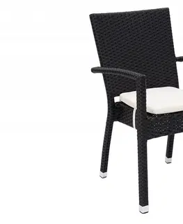Zahradní židle a křesla Zahradní ratanové křeslo NAPOLI s polstrem (černá)