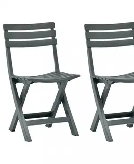 Zahradní křesla a židle Skládací zahradní židle 2ks plast Dekorhome Zelená