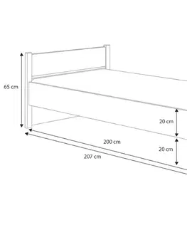 Postele ArtAdrk Jednolůžková postel MARCELLO | 90 x 200 cm Provedení: bez úložného prostoru
