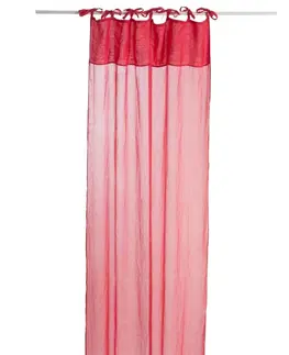 Záclony Červený bavlněný voál / záclona na zavazování - 140*290cm J-Line by Jolipa 71657
