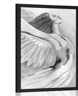 Černobílé Plakát svobodný anděl v černobílém provedení
