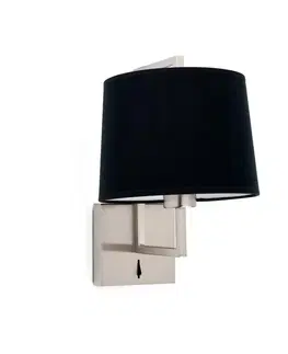 Nástěnná svítidla s látkovým stínítkem FARO FRAME nástěnná lampa, nikl/černá