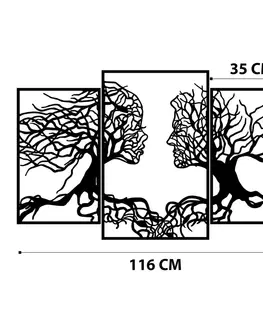 Bytové doplňky a dekorace Hanah Home Nástěnná kovová dekorace Lidské profily ve stromech 116x71 cm černá