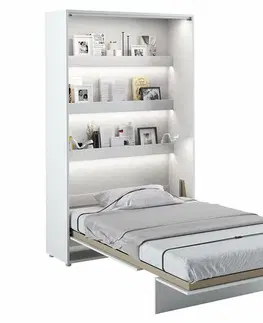 bez úložného prostoru Vysoká sklápěcí postel ve skříni MONTERASSO, 120x200, bílá mat