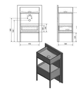 Koupelnový nábytek SAPHO SKARA umyvadlová skříňka 47x71,5x36cm, černá mat/dub Collingwood CG001-1919