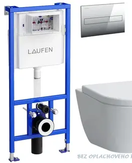 WC sedátka LAUFEN Rámový podomítkový modul CW1 SET s chromovým tlačítkem + WC LAUFEN PRO RIMLESS + SEDÁTKO H8946600000001CR LP1