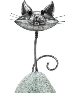 Květináče a truhlíky Kovová figurka Kočka Kameko s kývající hlavou