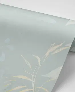 Tapety listy Tapeta abstraktní rostlinné zátiší v modro-šedém