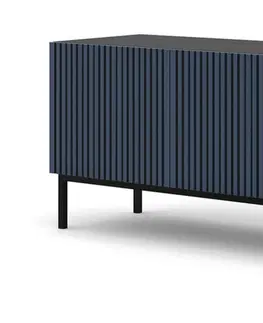 TV stolky ARTBm TV stolek RAVENNA F 4D 200 | černá matná / modrá Provedení: Černý mat / modrá / zlatá kovová podnož