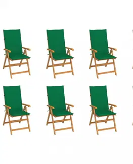 Zahradní židle Zahradní polohovací židle 8 ks akácie / látka Dekorhome Tmavě zelená