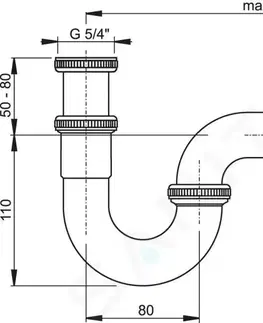 Sifony k pračkám RAVAK Odtokové systémy Umyvadlový trubkový sifon, chrom X01436