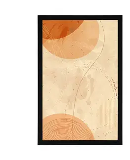 Abstraktní tvary Plakát kruhy a linie Peach Fuzz