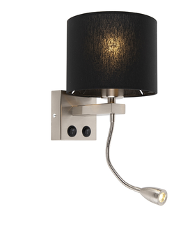 Nastenna svitidla Moderní nástěnná lampa z oceli s černým odstínem - Brescia