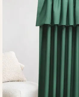 Jednobarevné hotové závěsy Zelený závěs MIA na stříbrná kolečka 140 x 280 cm