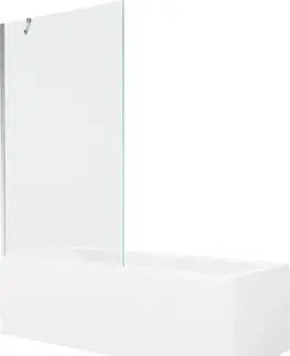 Vany MEXEN/S Cubik obdélníková vana 160 x 70 cm s panelem + vanová zástěna 100 cm, transparent, chrom 550316070X9510000001