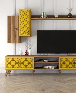 Obývací stěny a sestavy nábytku Televizní stěna CLASS ořech žlutá