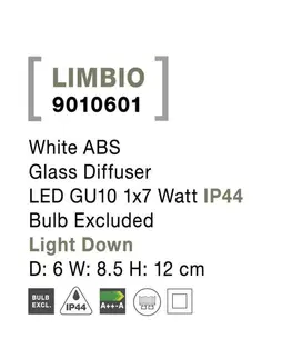 Moderní venkovní nástěnná svítidla NOVA LUCE venkovní nástěnné svítidlo LIMBIO bílý ABS skleněný difuzor GU10 1x7W bez žárovky IP44 světlo dolů 9010601