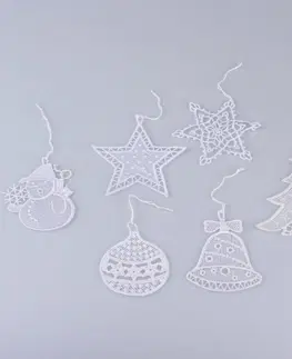 Vánoční dekorace Sada háčkovaných závěsných ozdob 6 ks, bílá