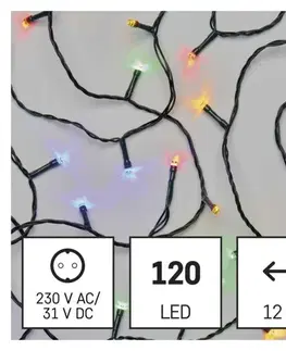 LED řetězy EMOS LED vánoční řetěz, 12 m, venkovní i vnitřní, multicolor, časovač D4AM03
