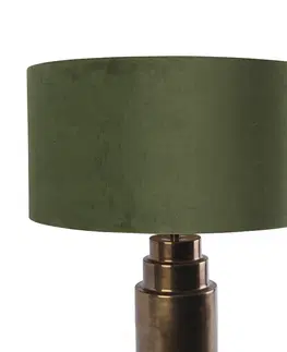 Stolni lampy Stolní lampa ve stylu art deco bronzový sametový odstín zelený se zlatem 50cm - Bruut