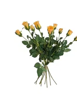 Květiny Umělá květina poupě Růže žlutá, 64 cm, 9 ks