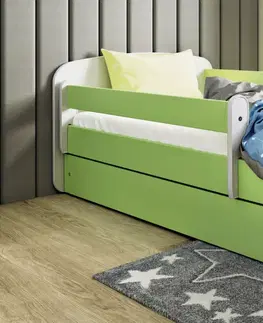 Dětské postýlky Kocot kids Dětská postel Babydreams mýval zelená, varianta 70x140, bez šuplíků, bez matrace