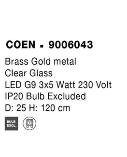 Designová závěsná svítidla NOVA LUCE závěsné svítidlo COEN mosazný zlatý kov čiré sklo G9 3x5W 230V IP20 bez žárovky 9006043