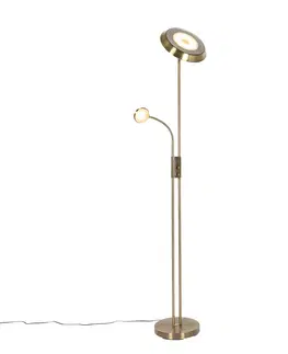 Stojaci lampy Bronzová stojací lampa včetně LED a stmívače s lampičkou na čtení - Fez