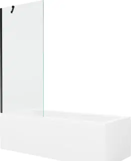 Vany MEXEN/S Cubik obdélníková vana 150 x 70 cm s panelem + vanová zástěna 80 cm, transparent, černá 550315070X9508000070
