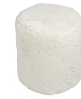 Stoličky Bílý plyšový měkoučký kulatý puf Soft Teddy White Off - Ø 40*45cm  Mars & More FXPFRKW