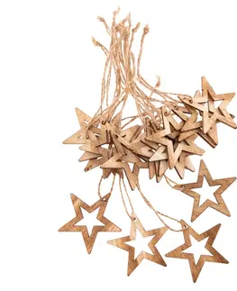 Vánoční dekorace Sada vánočních dřevěných ozdob Hvězda natur, 18 ks