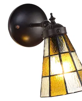 Svítidla Závěsná Tiffany lampa se žlutými detaily Chessboa - 17*12*23 cm E14/max 1*40W Clayre & Eef 5LL-6209