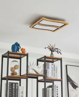 Stropní svítidla Lucande Lucande Joren LED stropní světlo dřevo dva zdroje