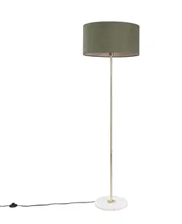 Stojaci lampy Stojací lampa mosaz se zeleným odstínem 50 cm - Kaso