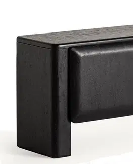 Luxusní a designové televizní stolky Estila Luxusní moderní černý TV stolek Alaric se čtyřmi dvířky se zaoblenými hranami 200 cm