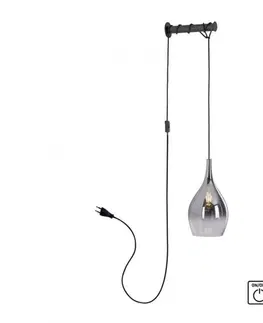 Industriální nástěnná svítidla PAUL NEUHAUS nástěnné svítidlo s držákem, vypínač, nastavitelná výška, černá, pochromované
