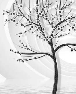 Černobílé tapety Tapeta moderní černobílý strom na abstraktním pozadí