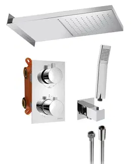 Sprchy a sprchové panely SAPHO KIMURA podomítkový sprchový set s termostatickou baterií, box, 3 výstupy, chrom KU383-21