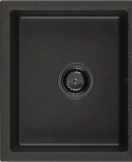 Sifony k pračkám MEXEN/S Bruno granitový dřez 1 s odkapávačem 795 x 495 mm, černá/zlatý metalik, + černý sifon 6513791010-75-B