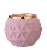 Svícny Sametově růžový skleněný svícen Velours Boule - 7*8 cm  97580