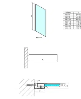 Sprchové zástěny POLYSAN MODULAR SHOWER jednodílná zástěna pevná k instalaci na zeď, 800  MS1-80