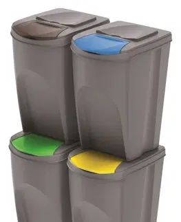 Odpadkové koše Prosperplast Sada 4 odpadkových košů Soorti na tříděný odpad 4 x 35 l šedá